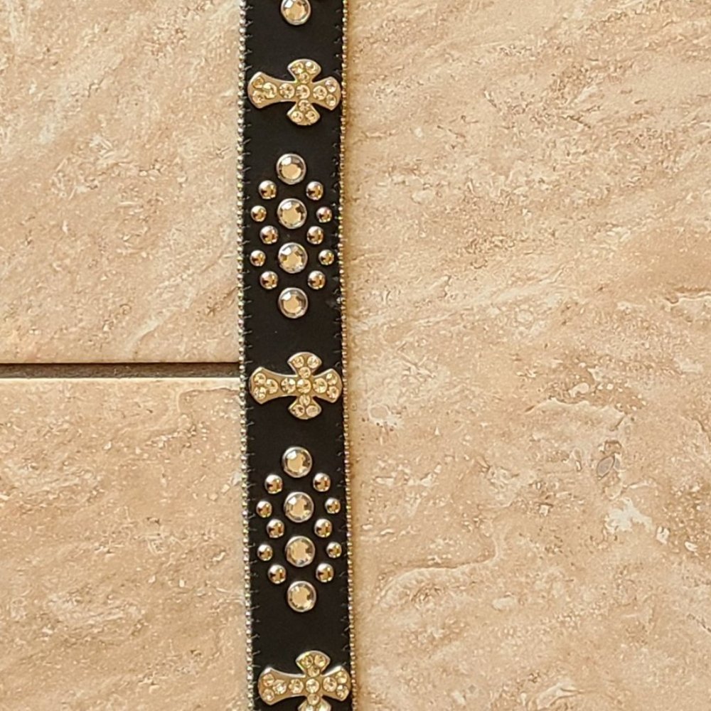 Black Rhinestone Cross Western Belt